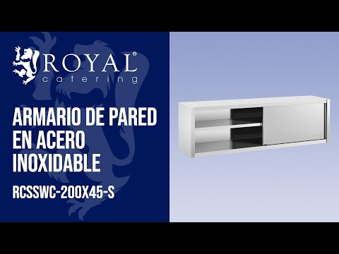 vídeo - Armario de pared en acero inoxidable - 200 x 45 cm - Royal Catering - 30 kg