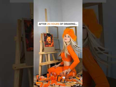 DRAWING, BUT I CAN ONLY USE 1 COLOR 🧡DID YOU FIND A BEE?🐝 WHAT COLOR NEXT? #artchallenge #art #fox