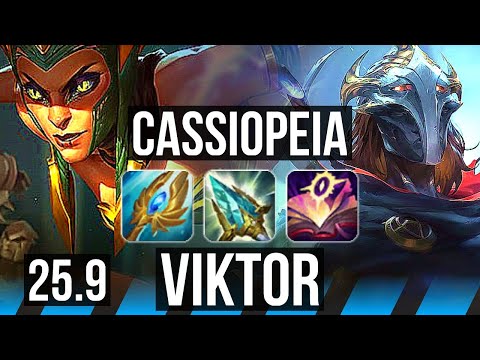 CASSIOPEIA vs VIKTOR (MID) | 6 solo kills, 16/3/4, 600+ games | KR Master | 25.9