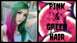Dyeing My Hair Pink and Green with Arctic Fox | Mallichite