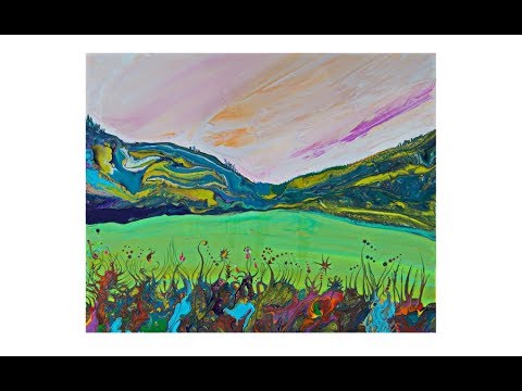 Fluid Acrylics, Part 2 Fantasy Mountain Garden Scape #4495 -3.04.19