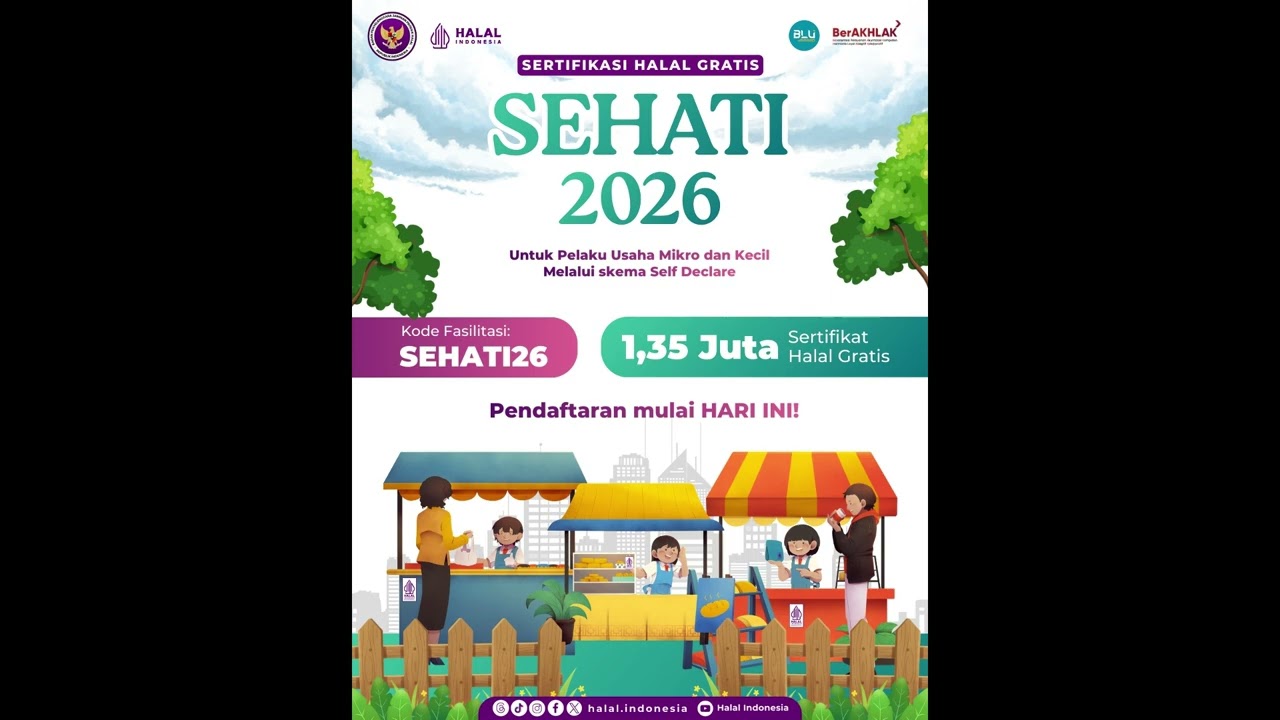 Kabar Gembira, BPJPH Buka Kuota 1,35 Juta Sertifikasi Halal Gratis 2026 bagi UMK