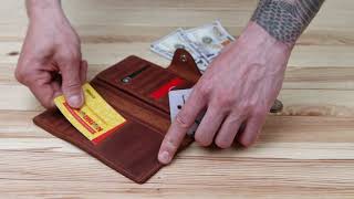 Гаманець чоловічий вертикальний із вінтажної шкіри на кнопках SHVIGEL 16181 коричневий