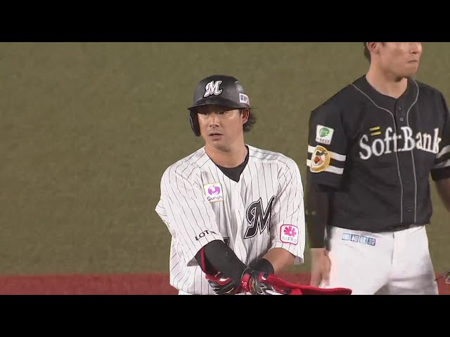 【1回裏】電光石火の先制劇!! マリーンズ・藤岡裕大 高めの球を捉えてタイムリー2ベース!!  2024年8月31日 千葉ロッテマリーンズ 対 福岡ソフトバンクホークス