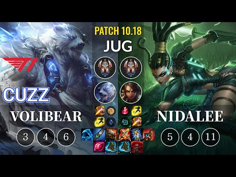 T1 Cuzz Volibear vs Nidalee Jungle - KR Patch 10.18