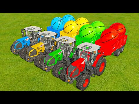 "Hoops on the Farm: Loading & Transporting Basketballs with John Deere & Case Tractors in Fs22
