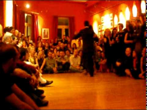  Maria Ines Bogado  and  Sebastian Jimenez  are  dancing  to  the  tango  "  Llorar Por Una Mujer  "