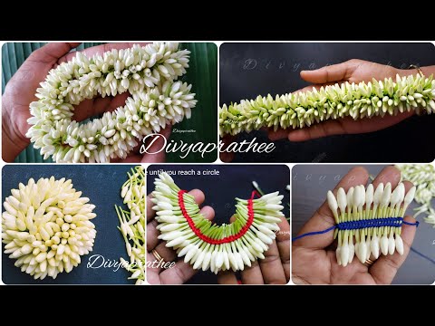 String jasmine flowers in 5 different ways/5 types of jasmine garland/tie mullapoo/veni/Gajra/DIY