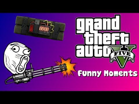 GTA 5 Funny Moments - mkenzyy is a noob, sticky bomb glitch, mini gun madness!