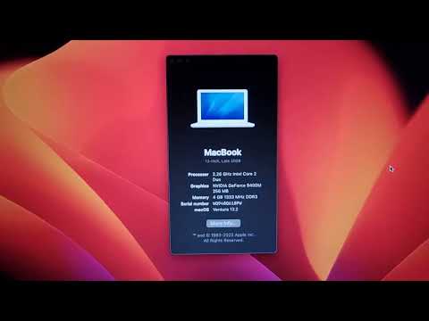 macOS Ventura 13.2 on 2009 white plastic Macbook