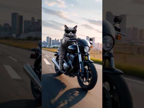 Cat riding a motorcycle. #shortsfeed #viralvideo #funnyanimal #funnyvideo #cats #catvideo #moterbike