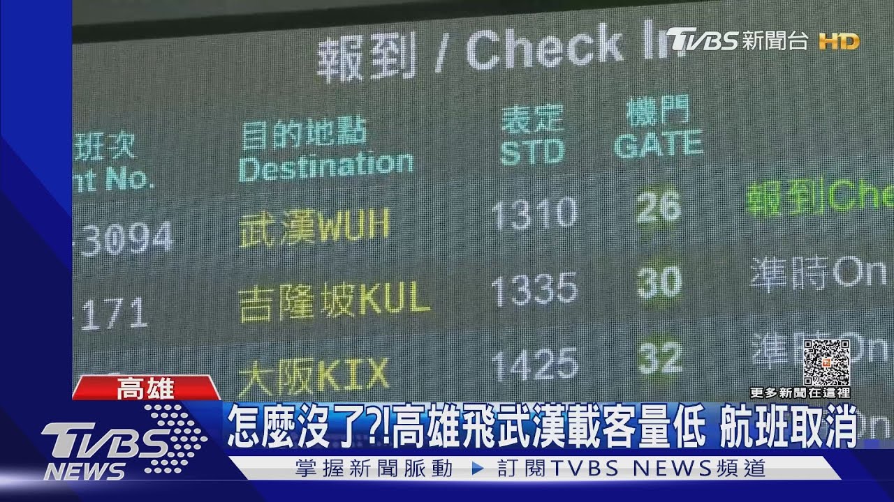 怎麼沒了?高雄飛武漢載客量低 航班取消