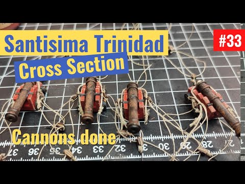 Santisima Trinidad cross section -part 33 - Cannon assembly  | Weathered wooden model ship