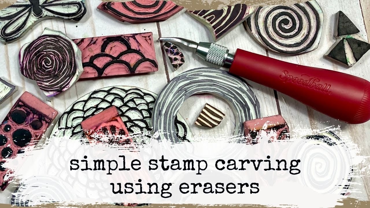 Simple stamp carving using erasers from the dollar store