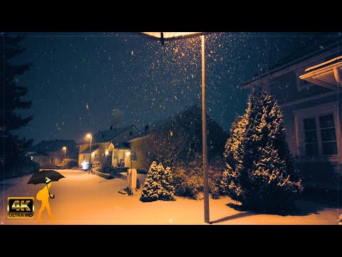 Kerava, Finland 🌨️ Night Walk in Heavy Snow