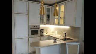 Классическая П-образная белая кухня с подсветкой Проект 148 фото 4