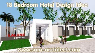 SketchUp Boutique Hotel Design Idea with 18 Rooms Samphoas 02