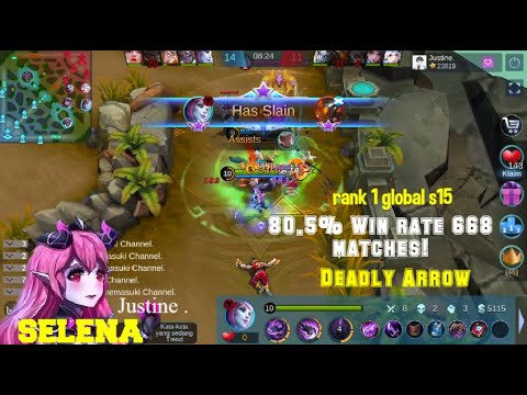 Selena 80.5% Season 15 Perfect Gameplay  Top 1 Global Selena Justine. - Mobile Legends