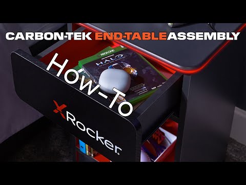 X Rocker Carbon-Tek Gaming Nachttisch mit LED-Beleuchtung & Wireless Charging Ladepad - grau/rot video preview