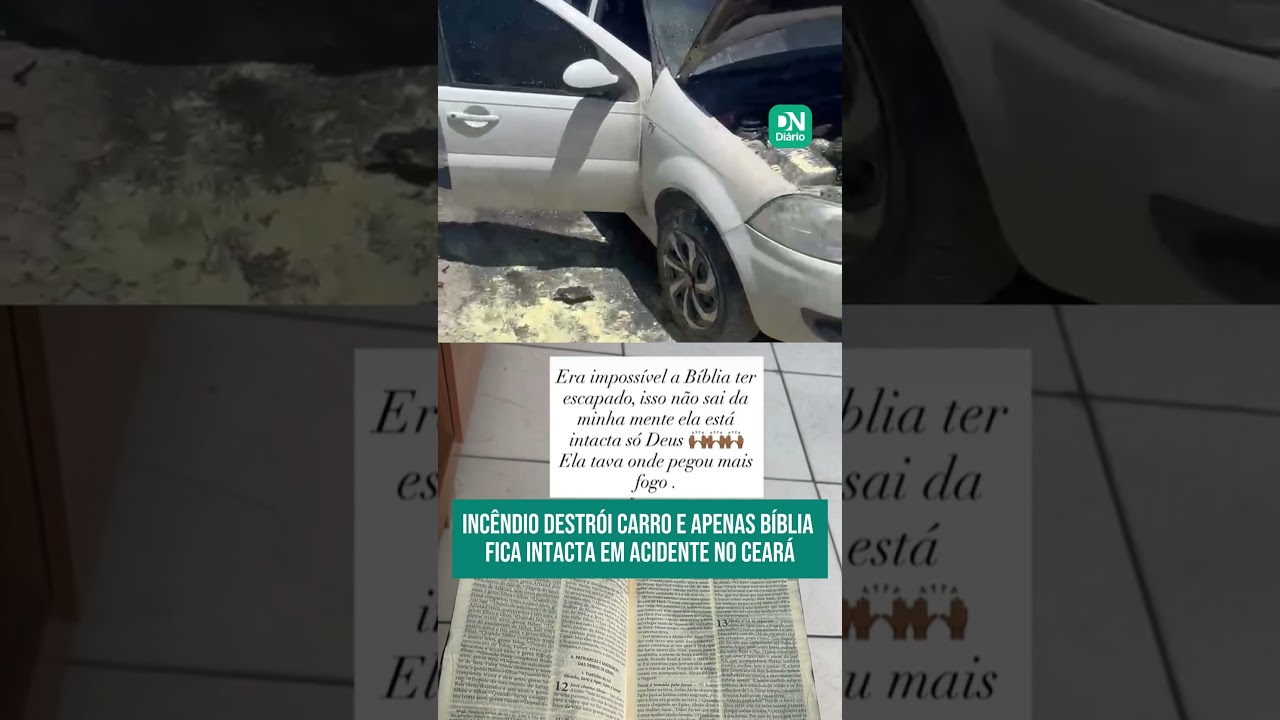 Imagem da notícia Incêndio destrói carro e apenas bíblia fica intacta no Ceará: 'Parece milagre'