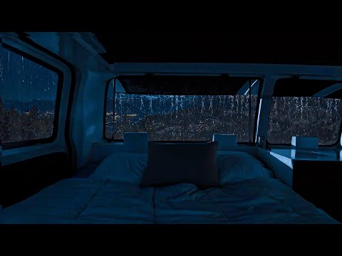 Falling Asleep In The Camping Car On A Rainy And Thunderstorm Night - Relax Sound ASMR