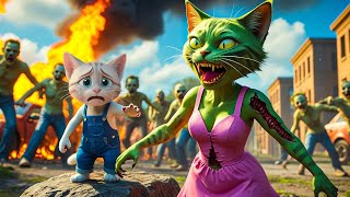 OMG! Pregnant mother cat turns into a zombie but still fights zombies to protect kittens 😱#cat