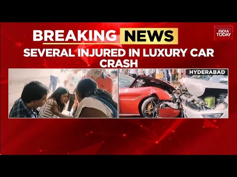 Luxury Car Accident | Speeding Ferrari Rams Into Multiple Vehicles In Jubilee Hills, Hyderabad