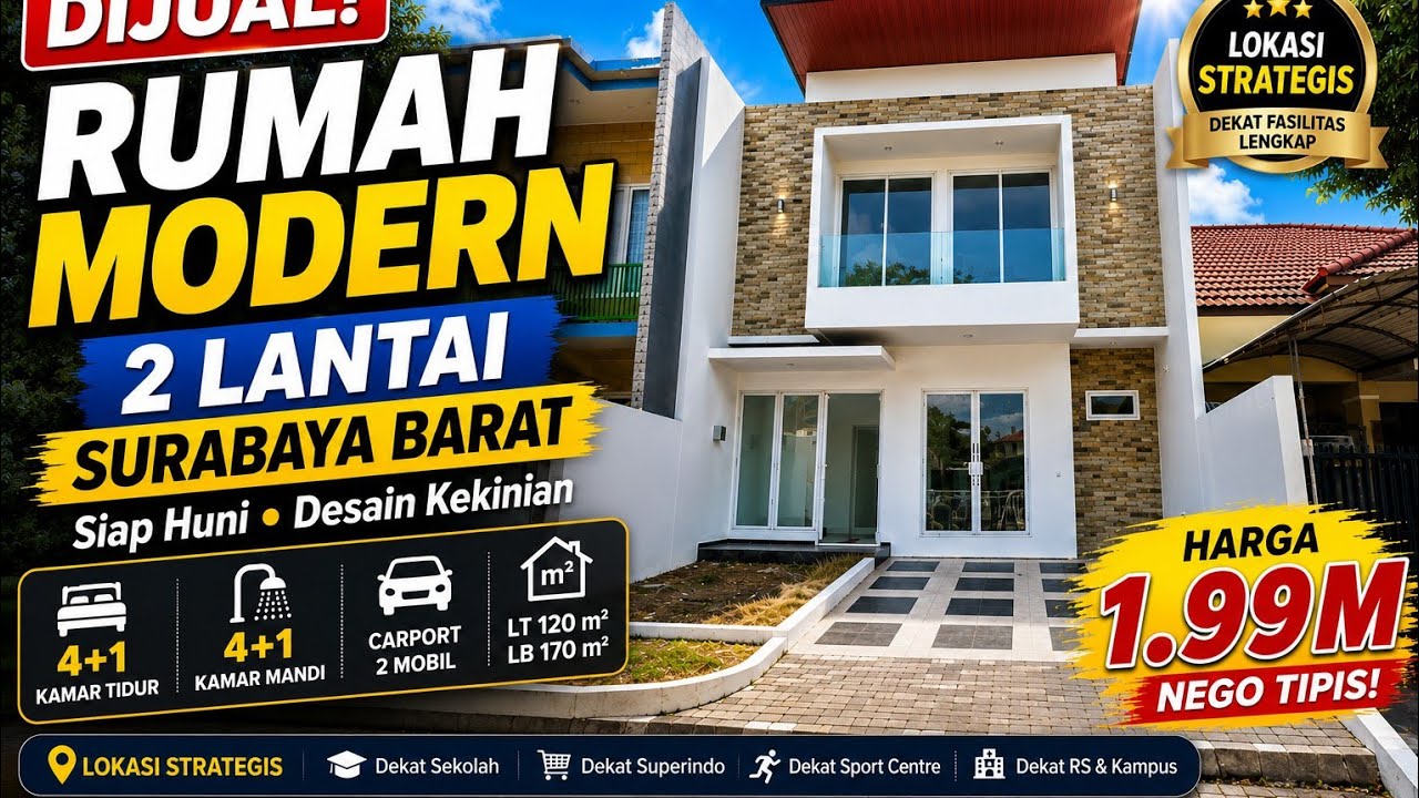 Bukit Palma Blok F, Citraland Sby.rumah Baru 2 LT Dekat Sekolah Citra Berkat, Superindo Palma