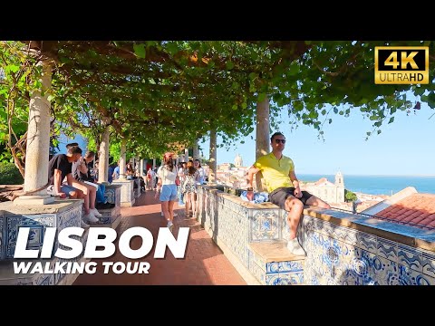 LISBON WALKING TOUR 2023 - São Jorge Castle Downhill Walk Through Alfama's Narrow Streets [4K UHD]