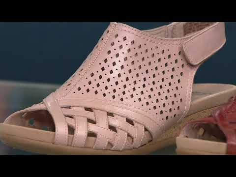 Earth Leather Perforated Wedge Sandals- Pisa Galli on QVC