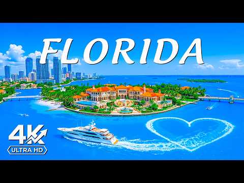 Florida 4K Aerial 🇺🇸 🚤 Miami Coast, Key West, Turquoise Waters & Sunshine Paradise 🏝️