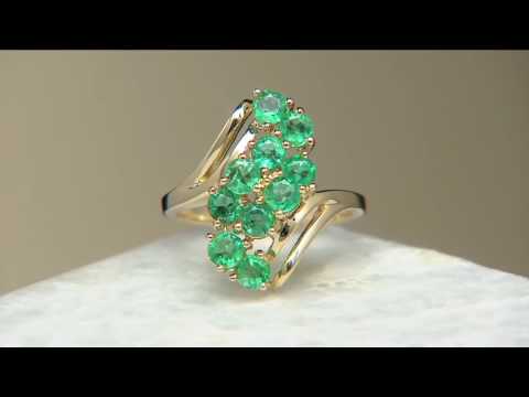 Ring mit länglichem Smaragd aus Sambia im Wasserfall-Design, 14 Karat, 1,50 Karat auf QVC