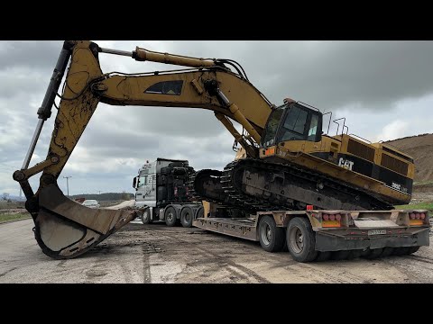 Loading & Transporting The Caterpillar 385C Excavator On Site - Fasoulas Heavy Transports - 4k