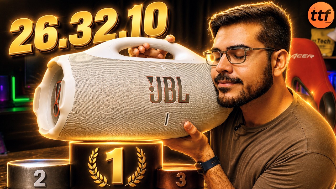 Miniatura da avaliação em vídeo de Caixa de Som Bluetooth JBL Boombox 4 Branca Branco