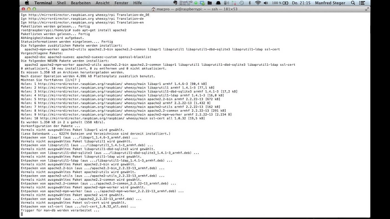 Manfred Steger's Video zur Installation Apache Webserver auf dem Raspberry Pi auf Raspbian OS