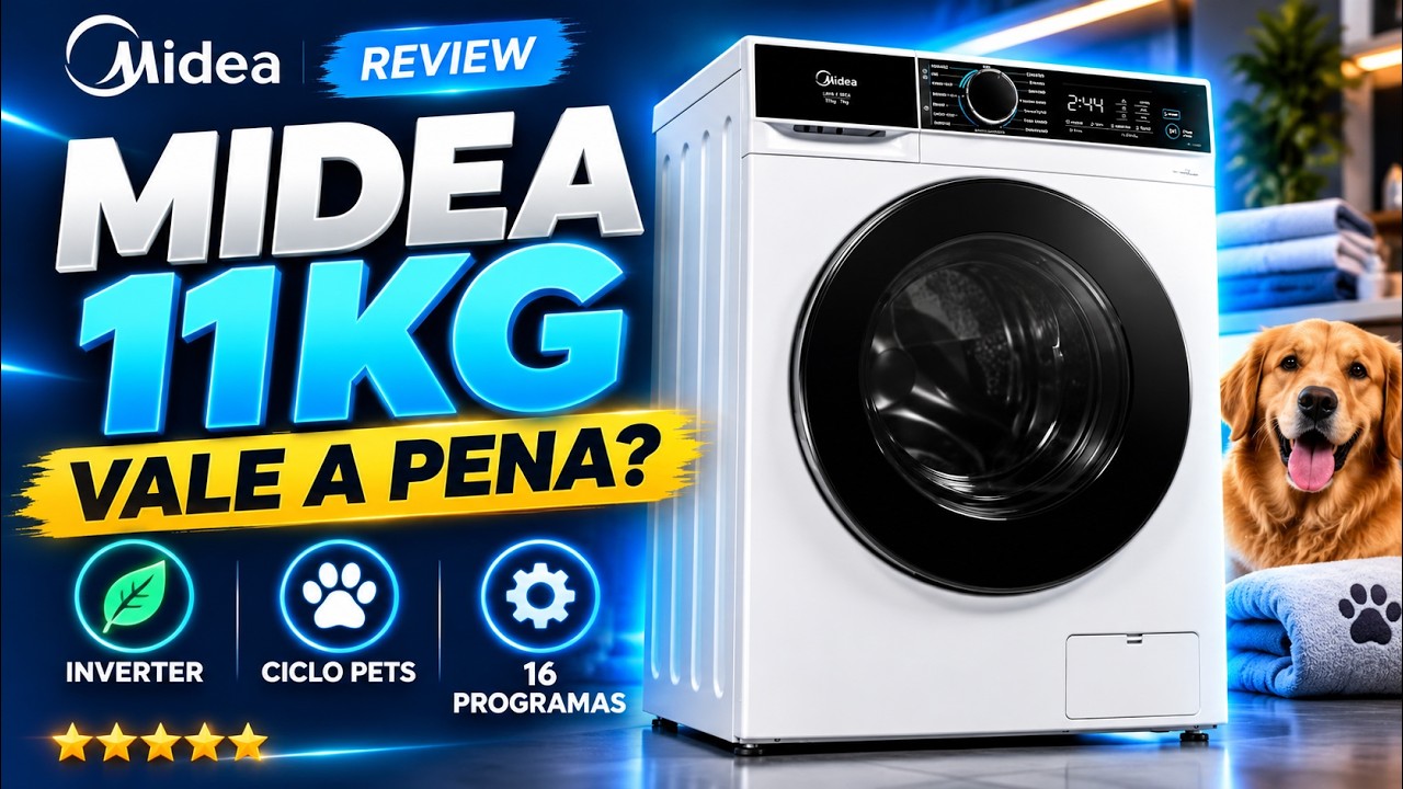Miniatura da avaliação em vídeo de Lava E Seca Midea Healthguard 10,5kg Branca Branco