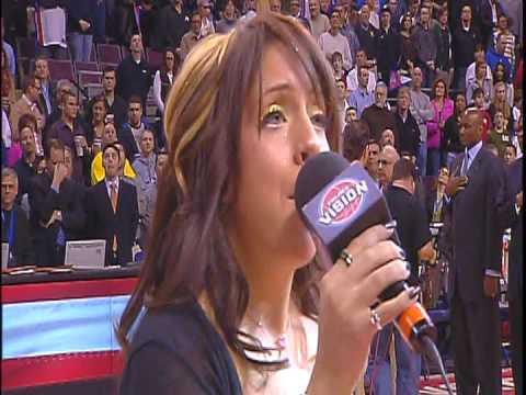Stephanie K Sings the National Anthem for the Detroit Pistons vs. Denver Nuggets Game on 3/3/09
