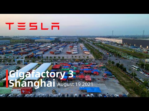 (August 19 2021)Tesla Gigafactory 3 Shanghai 4K Video