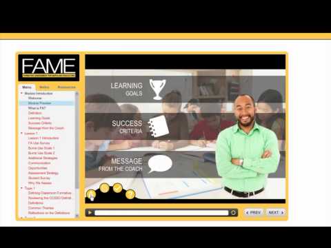 FAME Online Learning Guide screencast short version