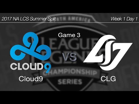 [ Cloud9 vs CLG ] Game 3 - 2017 NA LCS Summer Week 1 Day 1 170603
