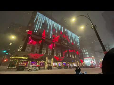 2020 Saks Fifth Avenue Holiday Light Show in Snowstorm - Dec 16, 2020
