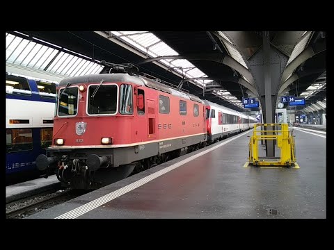 Re 4/4 mit IC Abfahrt in Zürich HB [Handy Video]