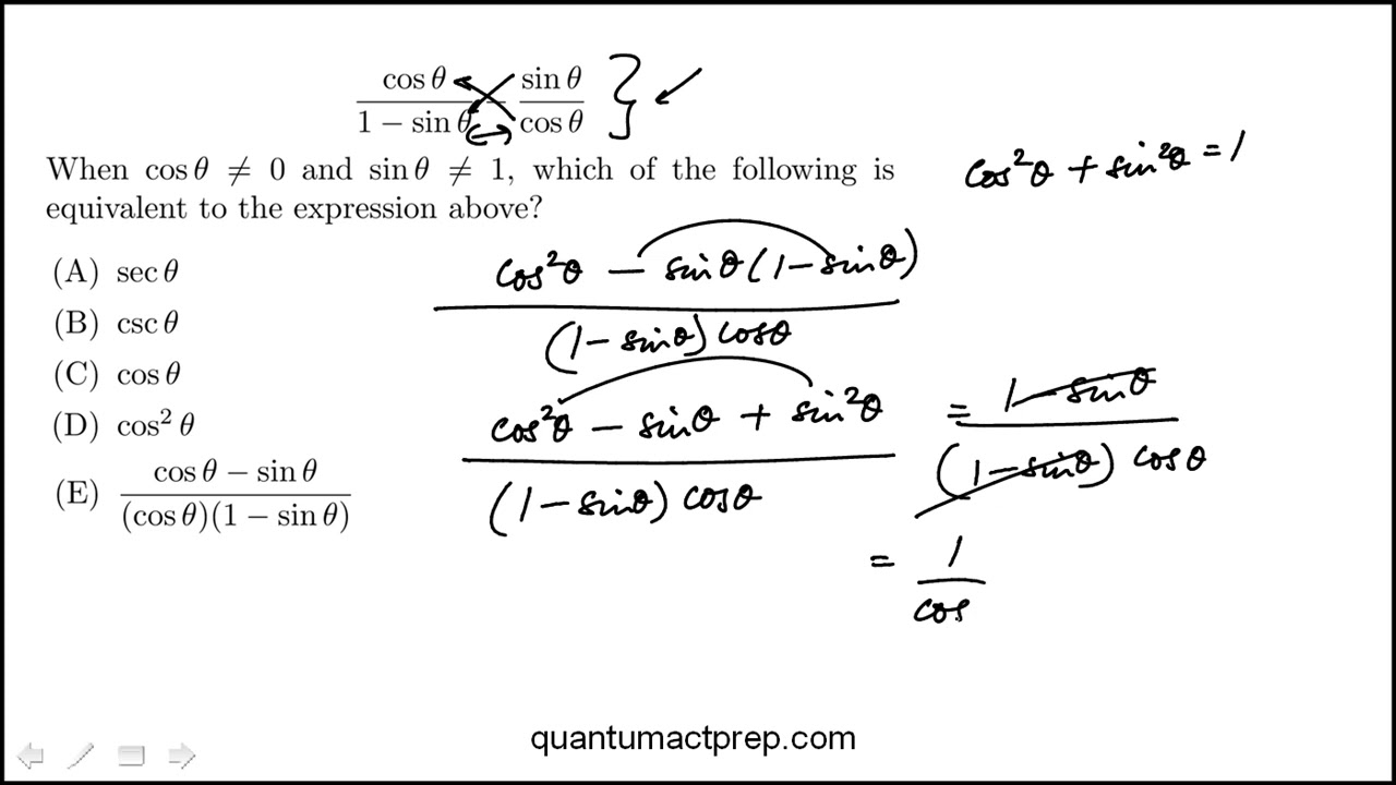 Simplifying a hard trigonometric expression: ACT Math Practice Question