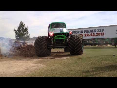 Grave Digger destroys a sand sculpture for his 30th Anniversary!