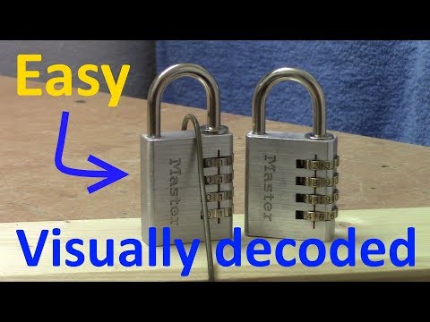 (picking 463) FUN: Decoding my easiest lock - a Master 4 wheel combination padlock visually opened