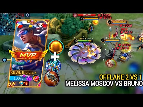 OFFLANE 2vs1 (Melissa Moscov VS Bruno) | BRUNO BEST BUILD AND EMBLEM MLBB