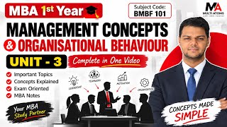 Management Concepts & Organisational Behaviour | Unit 3 One Shot | MBA 1st Yr | BMB 101 | AKTU EXAM