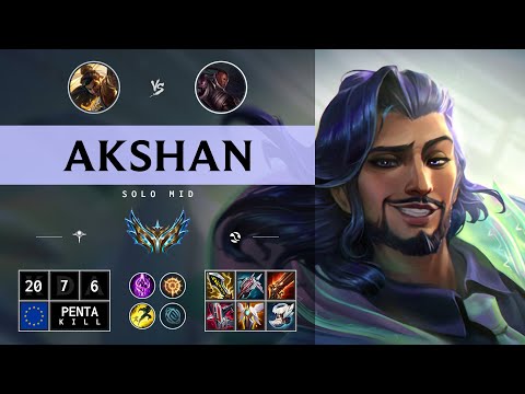Akshan Mid vs Lucian: Pentakill, Dominating - EUW Challenger Patch 14.15