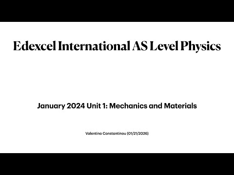 Edexcel IAL Physics Unit 1 Mechanics Walkthrough | January 2024 