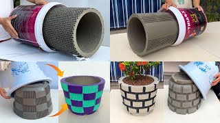 ✅ 4 Ideas For Cement Flower Pots At home| Garden Decoration Projects